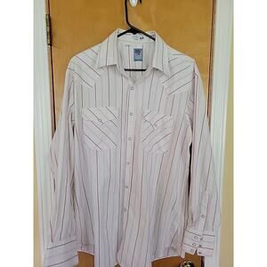 Silver Canyon Western Wear 17-35 Shirt Cowboy Pearl Snap Embroidered USA Vintage